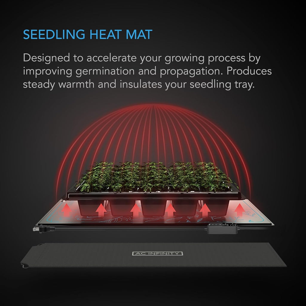 AC Infinity SUNCORE H5 Seedling Mat 50x50cm w/ Digital Thermostat Control | Provides Exact Temperature Levels