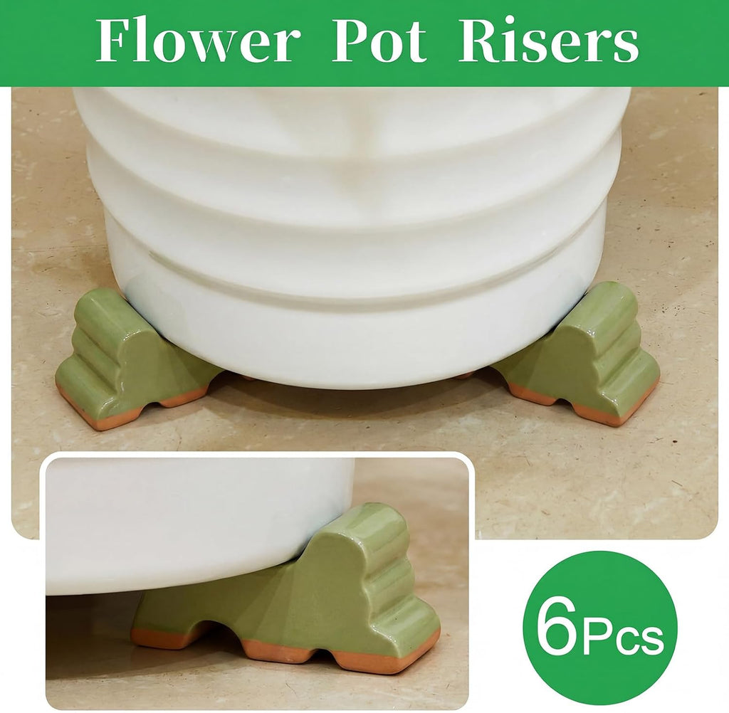 Kigeli 6 Pcs Resin Garden Pot Feet for Outdoor Planters 3 Inch Long 1.5 Inch Tall Flower Handmade Elevator Plant Feet