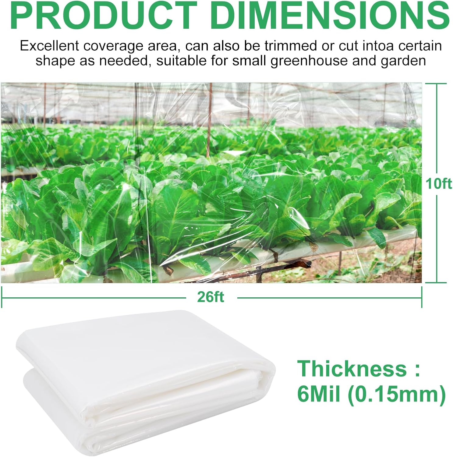 Greenhouse Film, 6 mil Thickness Covering Plastic, Greenhouse Polyethylene Film, UV Resistant Farm Clear Plastic Film