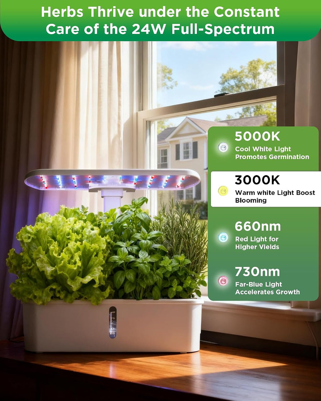 Hydroponics Growing System Kit 12 Pods, Indoor Garden with LED Grow Light | Hydroponic Herb Garden Kit Indoor with 24W