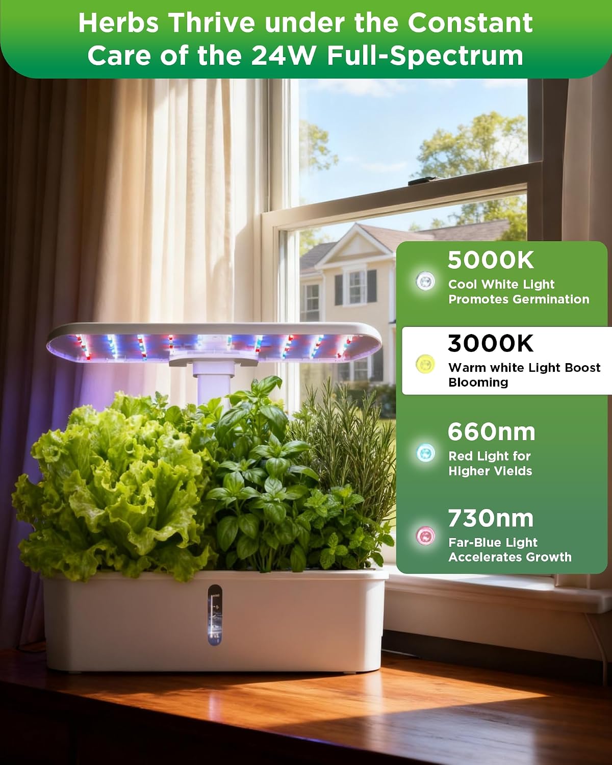 Hydroponics Growing System Kit 12 Pods, Indoor Garden with LED Grow Light | Hydroponic Herb Garden Kit Indoor with 24W