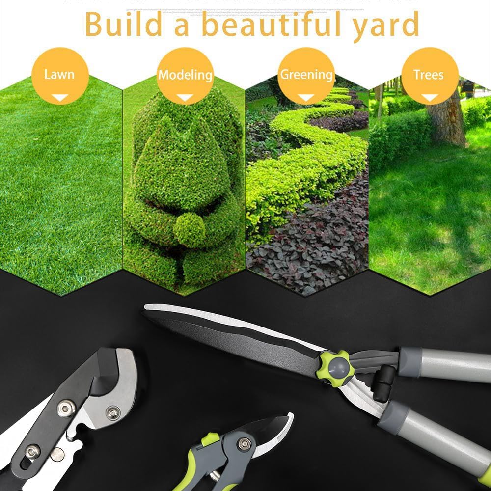 Altdorff Garden Loppers Pruning Shears, Updated 3PCS Hedge Clippers Combo Set, Branch Cutter with Compound Action