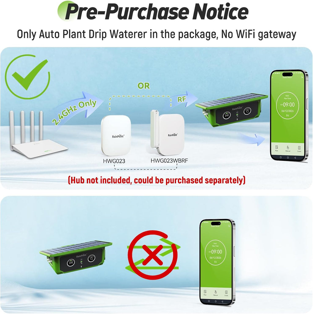 RainPoint WiFi Solar Drip Irrigation System Indoor & Outdoor,WiFi HUB Need | App Control Smart Automatic Plant