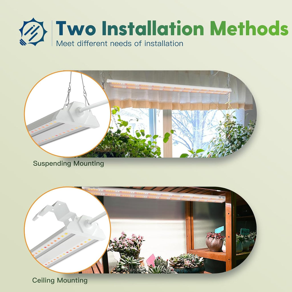 FREELICHT 1Pack 4FT Grow Light for Indoor Plants, 60W=350W, Full Spectrum | Linkable LED Grow Light, Sunlike Plant