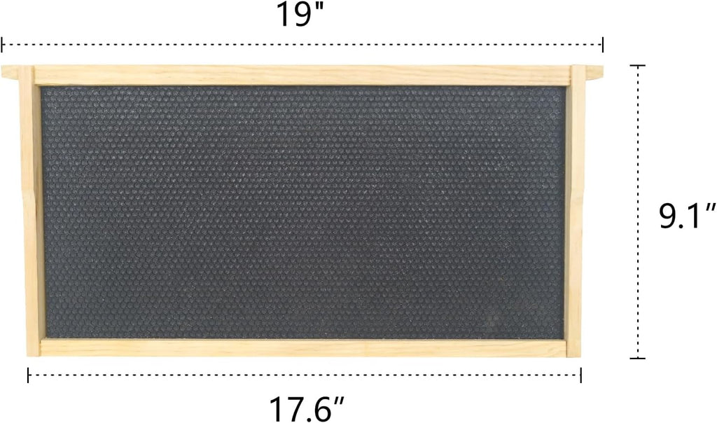 BeeTech 10-Pack Deep Brood Box Wooden Beehive Frames and 100% Beeswax Dipped Plastic Foundations for Beekeeping