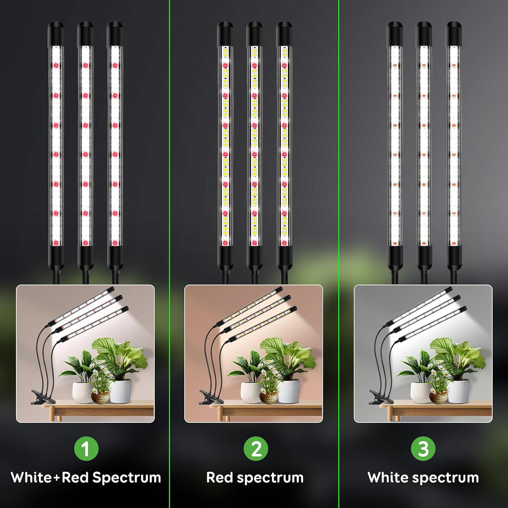 SDOVUERC Tri-Heads Grow Lights for Indoor Plants, Full Spectrum Plant Lights for Indoor Growing with Adjustable 360°