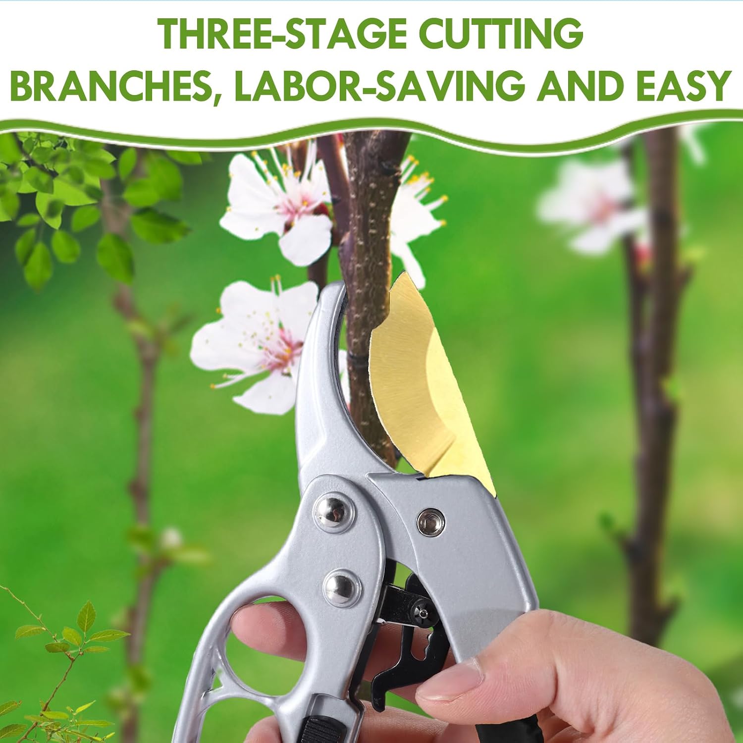 Garden Clippers, Premium Germany Titanium Pruners, Work 3 Times Easier, Ratcheting Pruning Shears, Cutting Rose