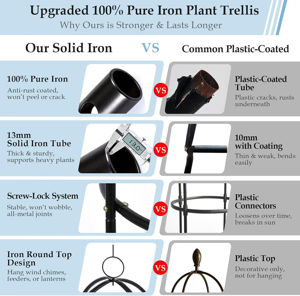 6.6ft 100% Metal Obelisk Trellis for Climbing Plants Outdoor | 2PK Garden Tower Trellis for Potted Plants Indoor with