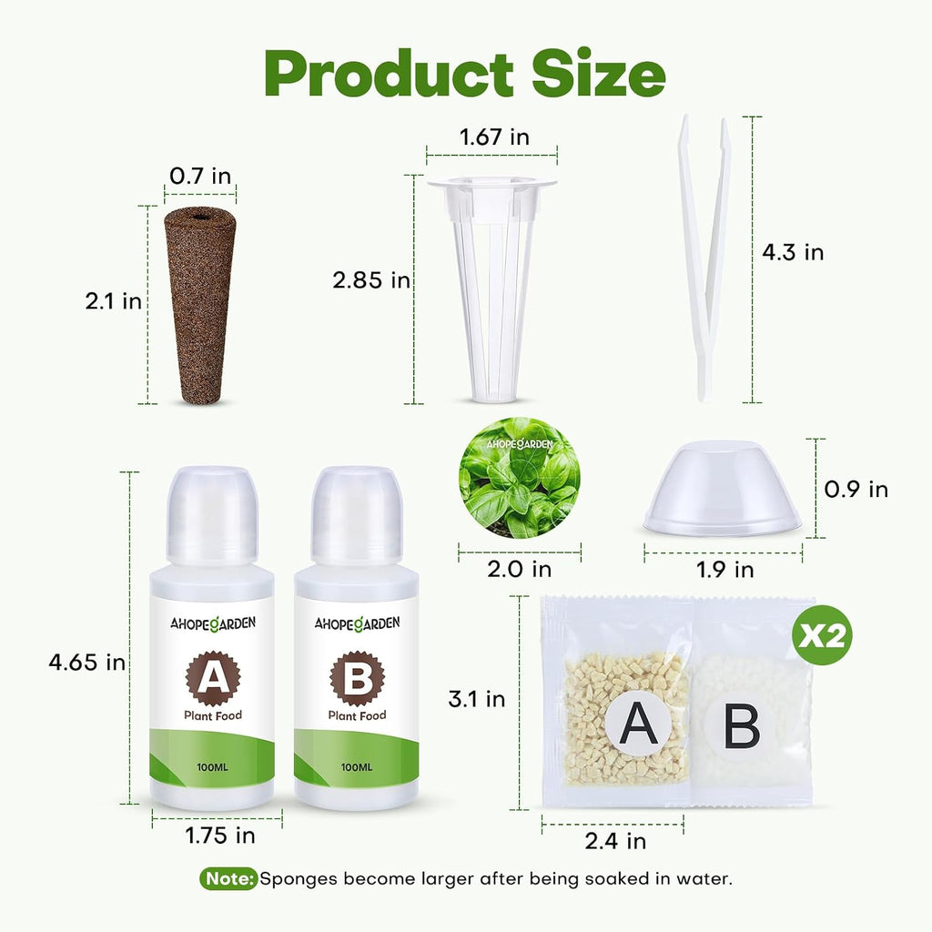 166PCS Hydroponic Pods Herb Kit: Grow Anything Kit With 600ml A&B Plant Food, 40 Grow Sponges, 40 Baskets, 40 Domes, 40