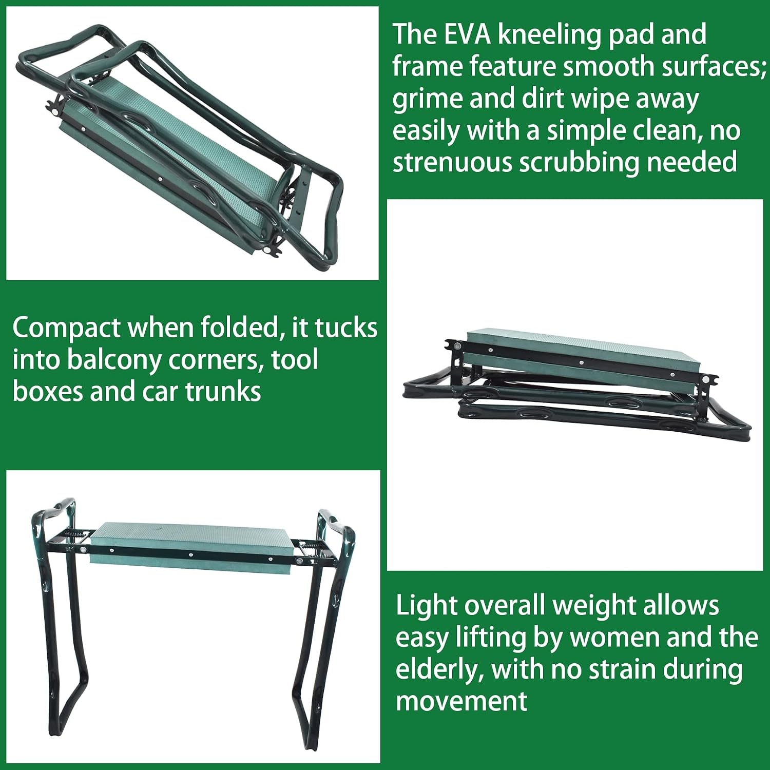 Garden Kneeler Seat Gardening Stool Bench Foldable Portable Knee Stools with Tool Bag Pouch Soft EVA Foam Kneeling Pad
