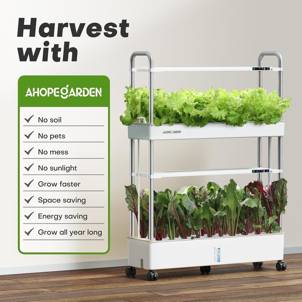 Ahopegarden Indoor Garden Hydroponics Growing System Kit: 60 Pods Indoor Herb Garden with LED Grow Light - Plant