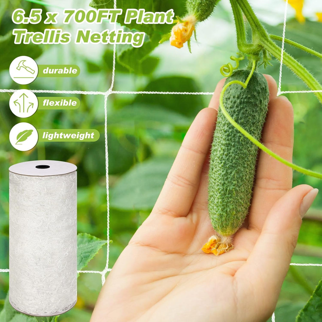 Berlune 6.5 x 700 ft Trellis Netting Roll Heavy Duty Nylon Garden Trellis Netting with 6 Inch Mesh Soft Plant Support