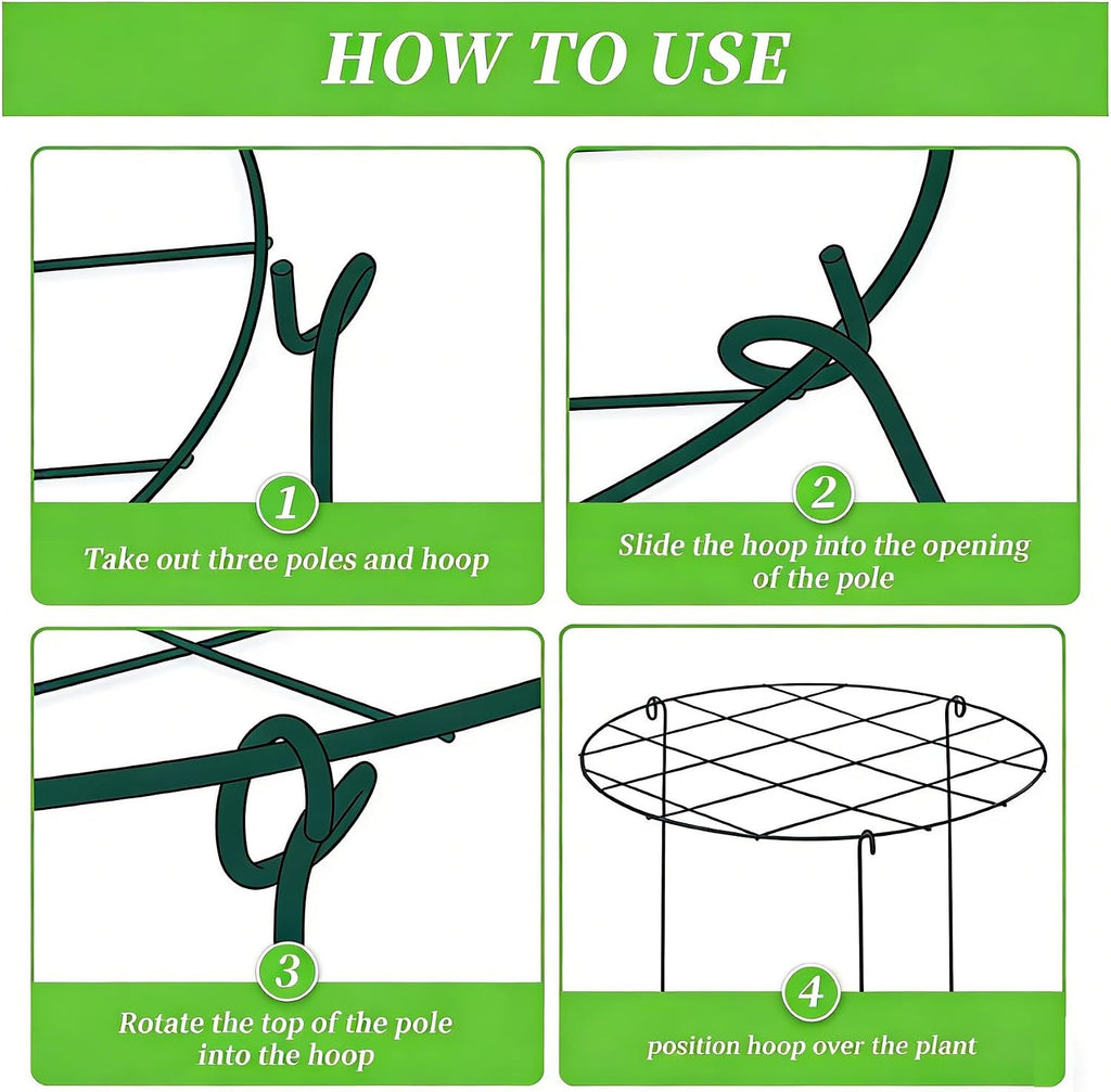 MTB Supply 5 Pack 16 x 24 inch Peony Cages,Grow Through Plant Support Stakes, Flower Support Hoops Heavy Plants Brace