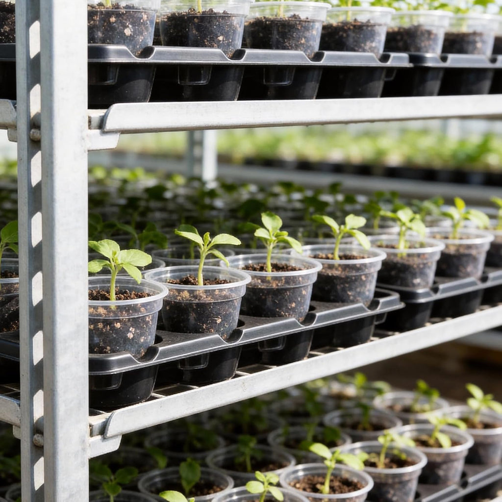 5 Pack 20 Cell Seed Starter Trays with 100 Clear 3 Inch Plant Pots | Reinforced trays and clear pots with drainage