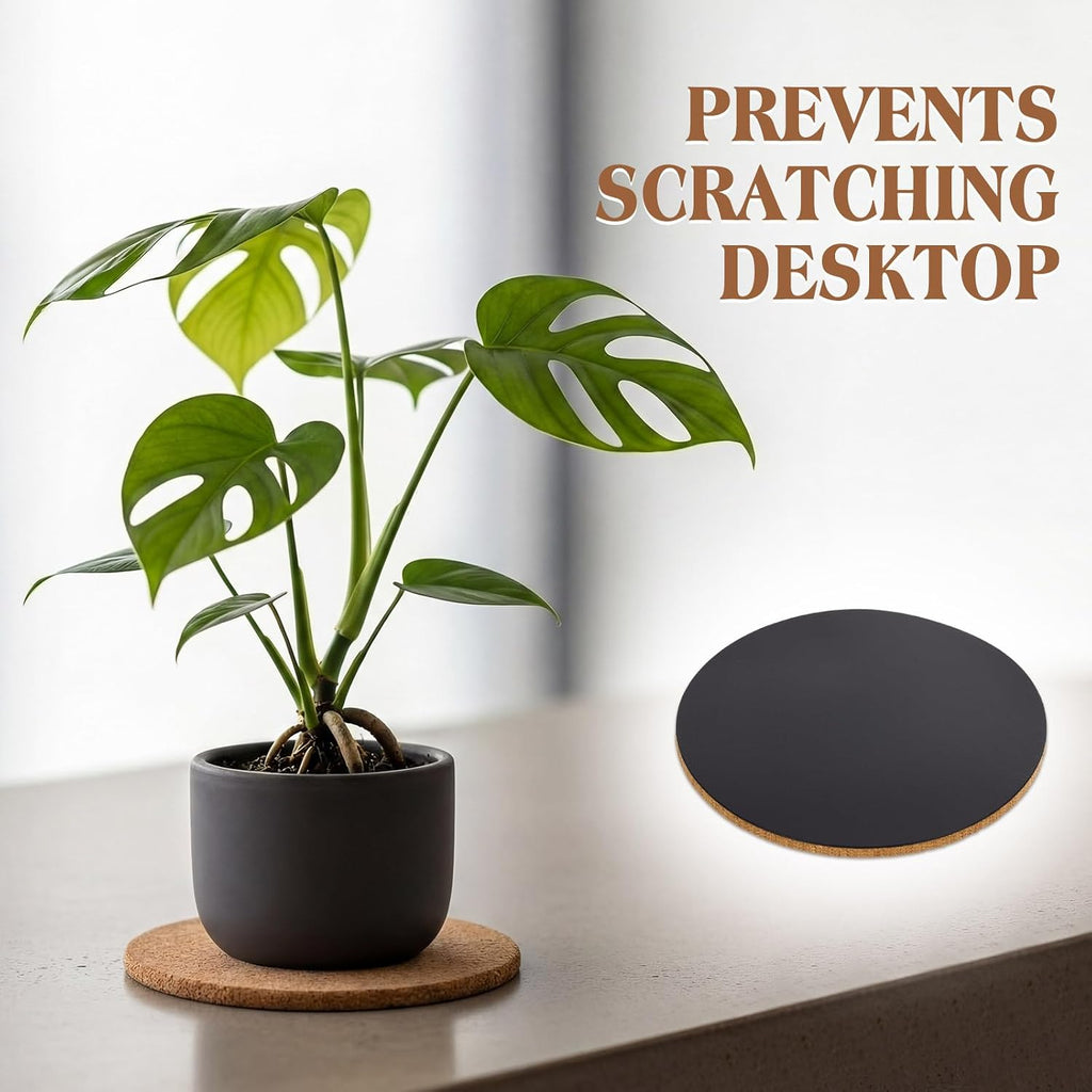 Gejoy 20 Pcs Cork Plant Coasters, Cork Plant Mats Absorbent Round Saucers Placemats for Indoors, Planters, House
