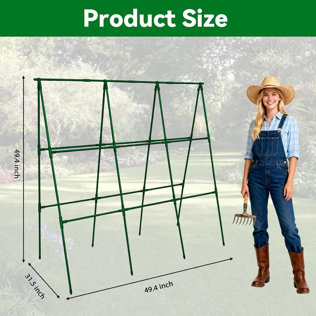 Cucumber Trellis - 49.4"*49.4" Metal Garden Trellis for Climbing Plants, Garden Trellis with Plastic-Coated Steel Pipe