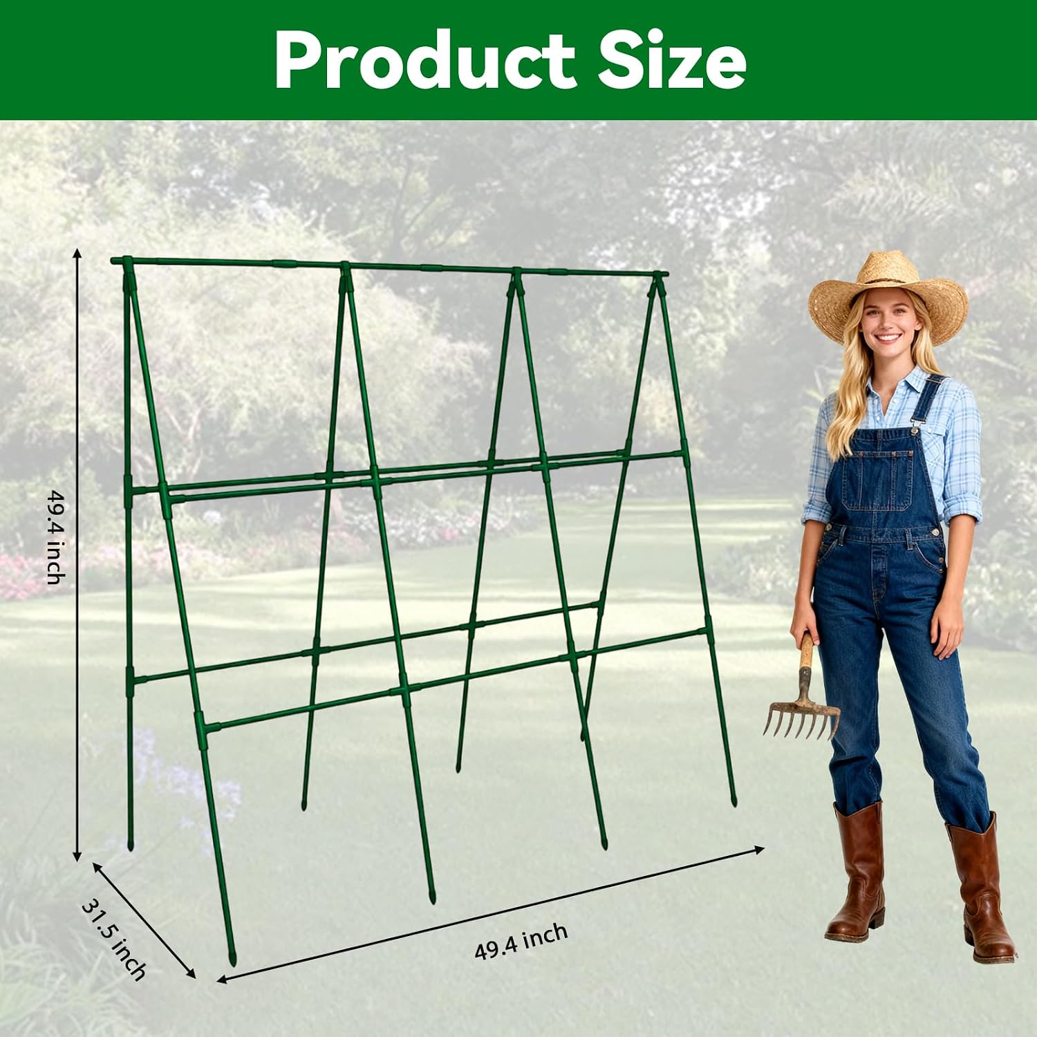 Cucumber Trellis - 49.4"*49.4" Metal Garden Trellis for Climbing Plants, Garden Trellis with Plastic-Coated Steel Pipe
