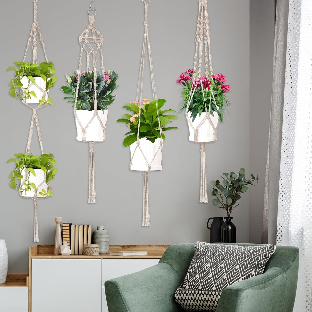 12 Pcs Macrame Plant Hangers Macrame Hanging Planters for Indoor Plants Handmade Boho Hanging Baskets Flower Pots