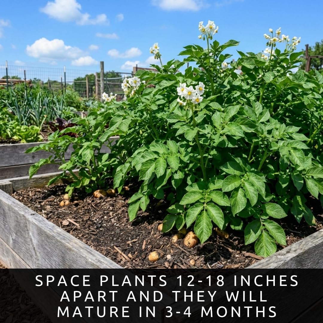 Russet Seed Potatoes for Planting - 2 Pounds - Easy to Grow Garden Potatoes for Home Garden Raised Beds Containers High