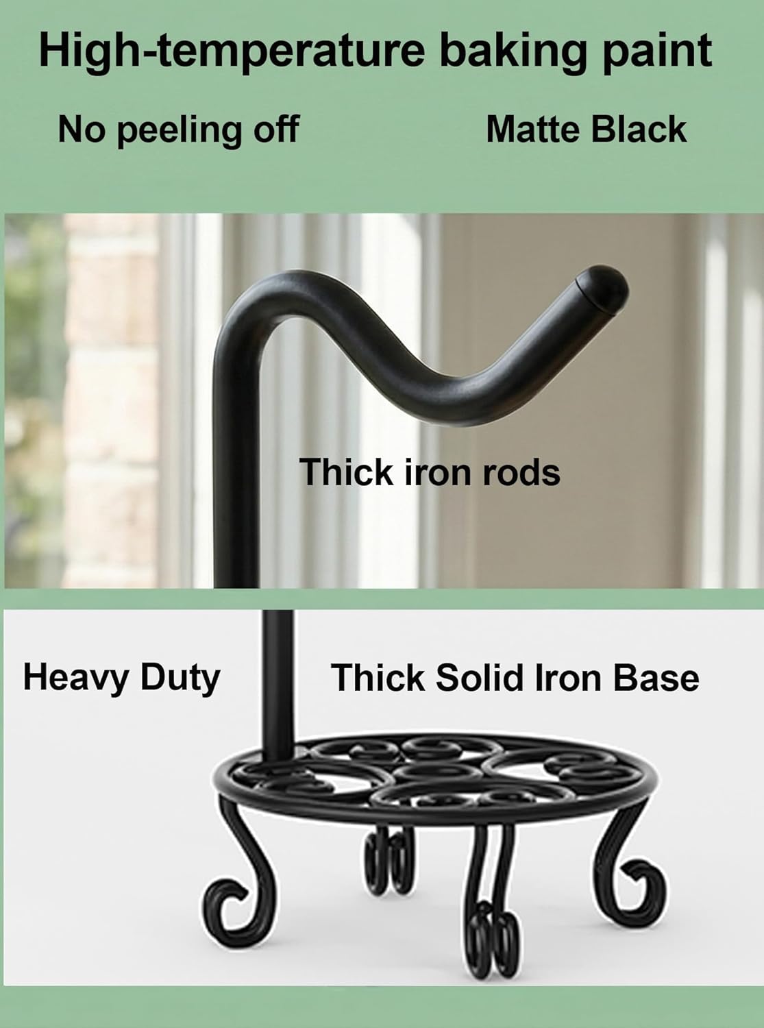 75'' Tall Shepherd's Hook with Base Adjustable Height Indoor Outdoor | Heavy Duty Base,Stable Outdoor Garden Hook,For