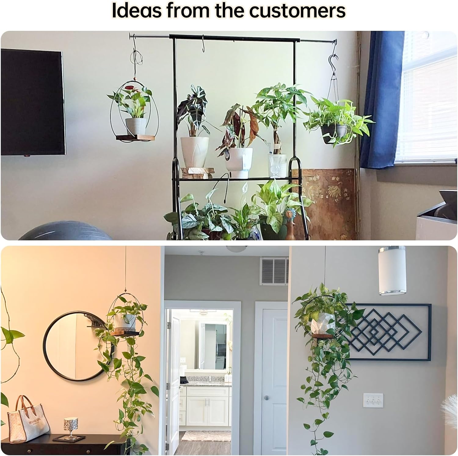 Adnkwolivt Hanging Planters for Indoor Plants - Plant Hanger Outdoor Pack of 2, Metal Plant Hanger Mid Century, Hanging