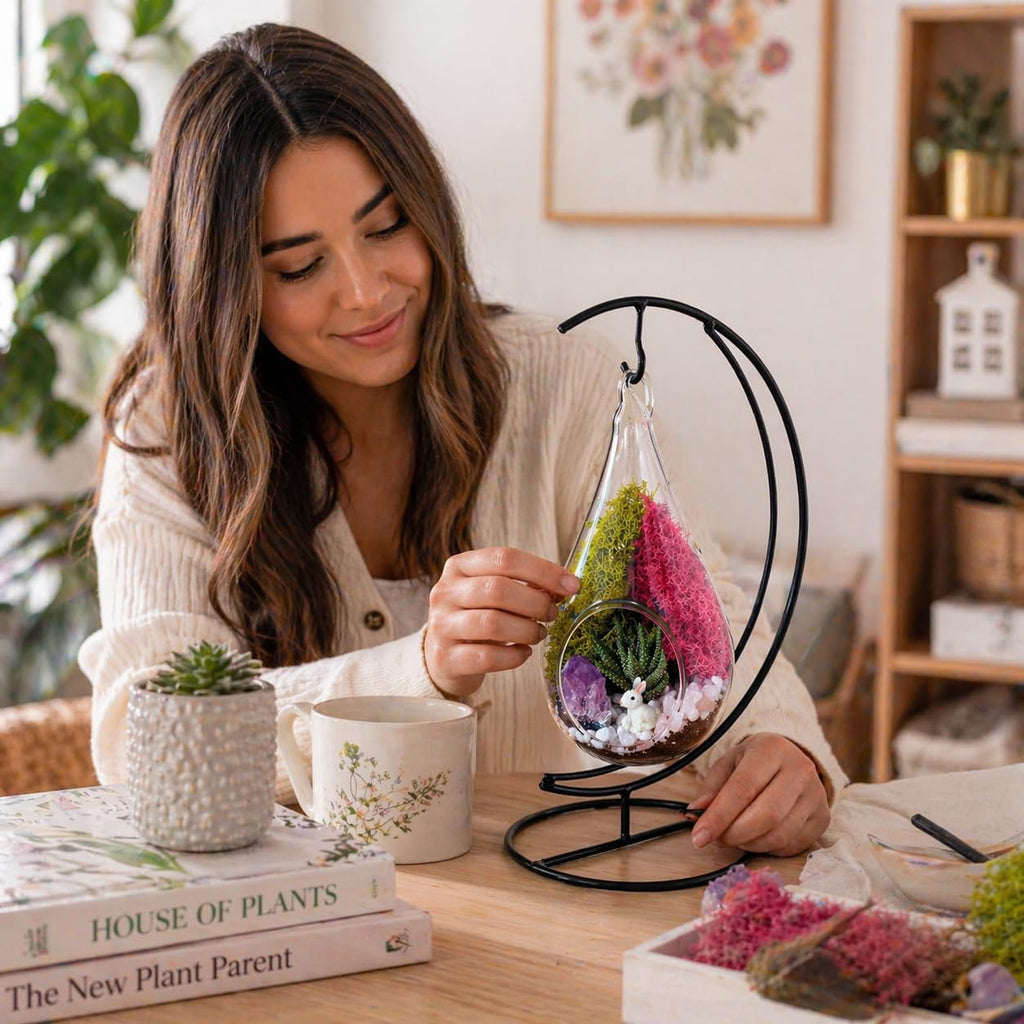 Creations by Nathalie 7" Teardrop Glass Terrarium Kit DIY Succulent Decor