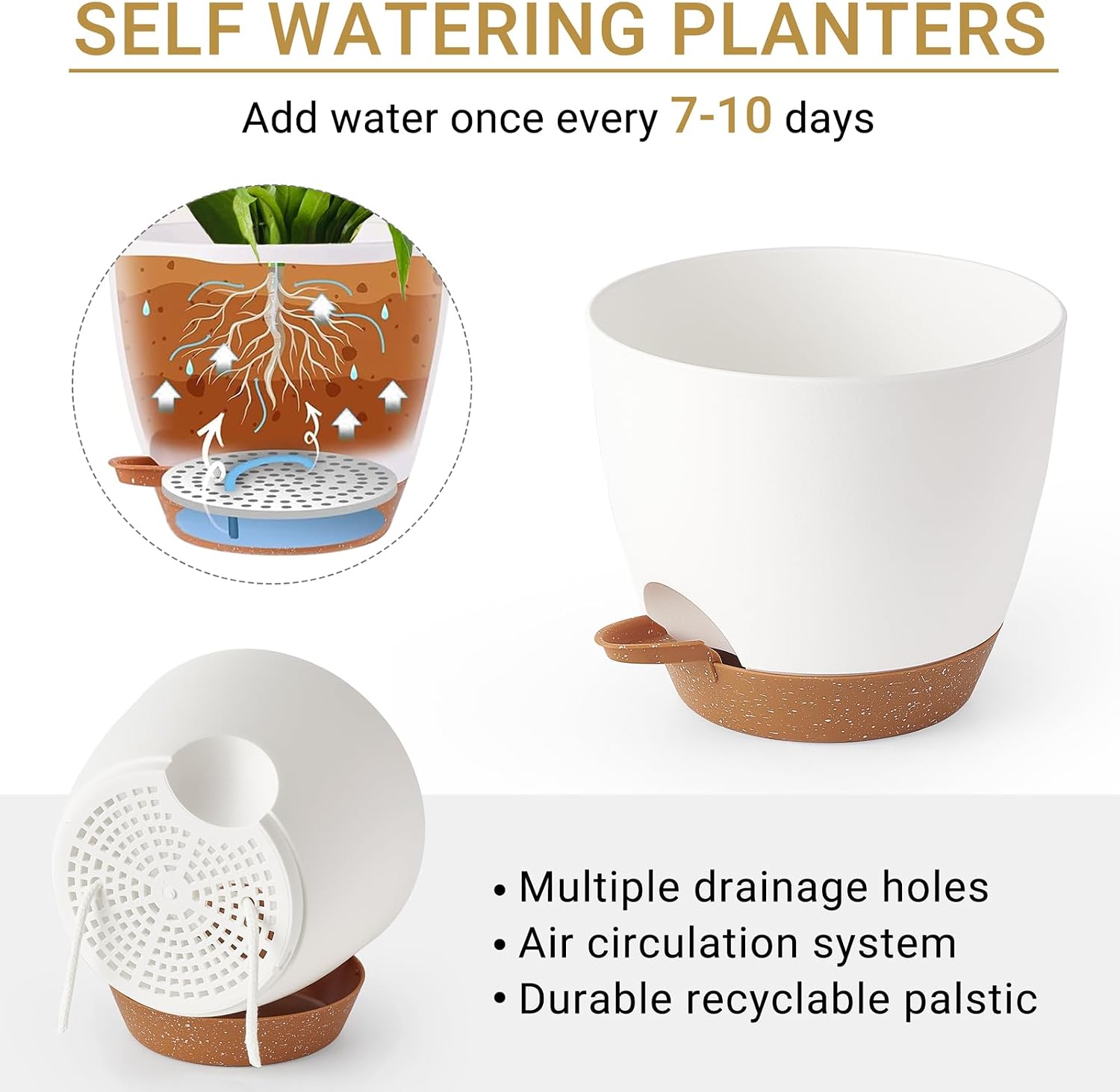 Mkono 3 Pack Hanging Planters for Indoor Plants, Macrame Hangers, 3 Sizes | Self-Watering Plant Pots, 35"/29"/23"