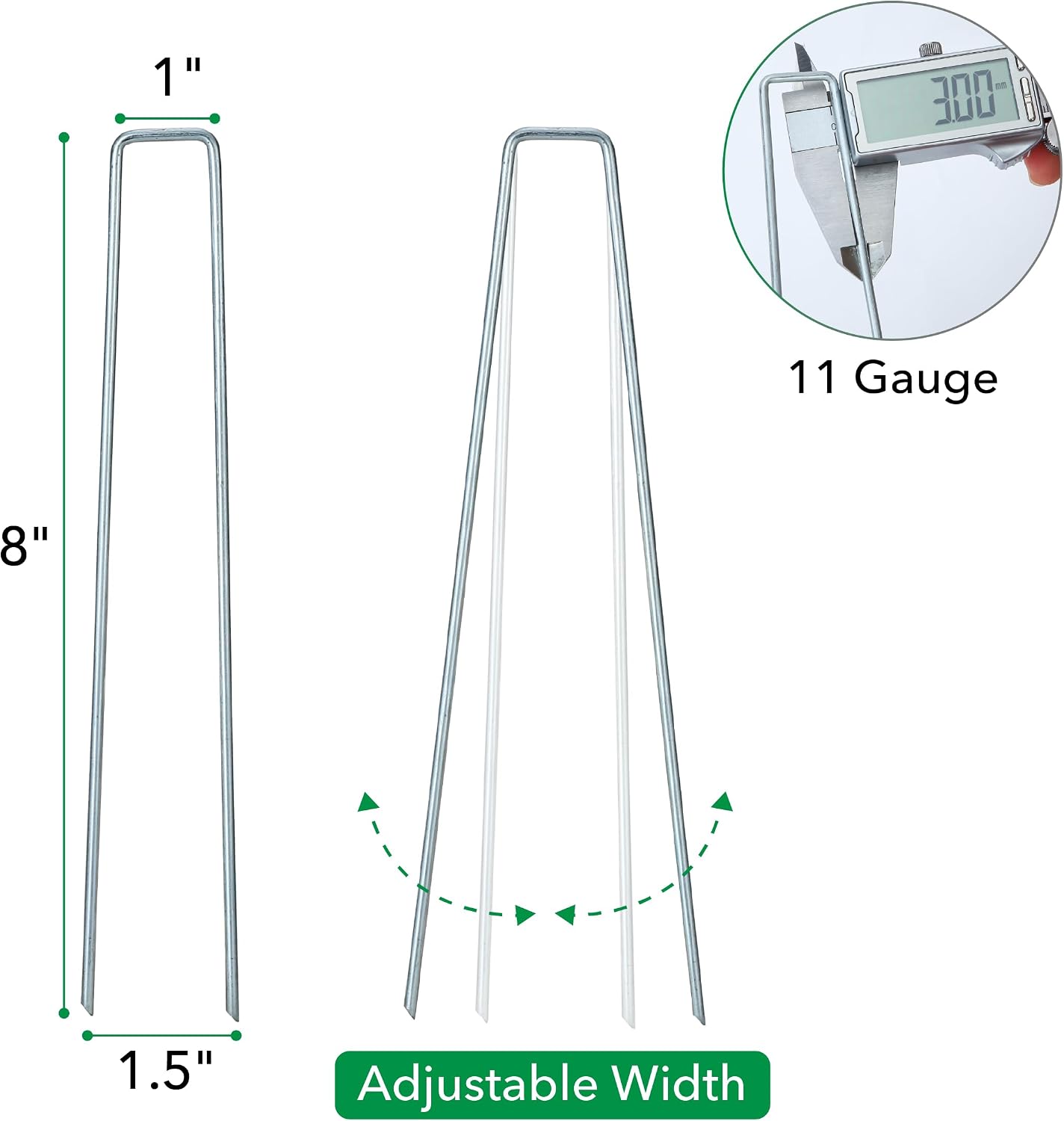 UNCO- Galvanized Landscape Staples, 8 Inch, 200 Pack, Garden Staples, U-Shaped Landscape Pins for Weed Barrier Cover