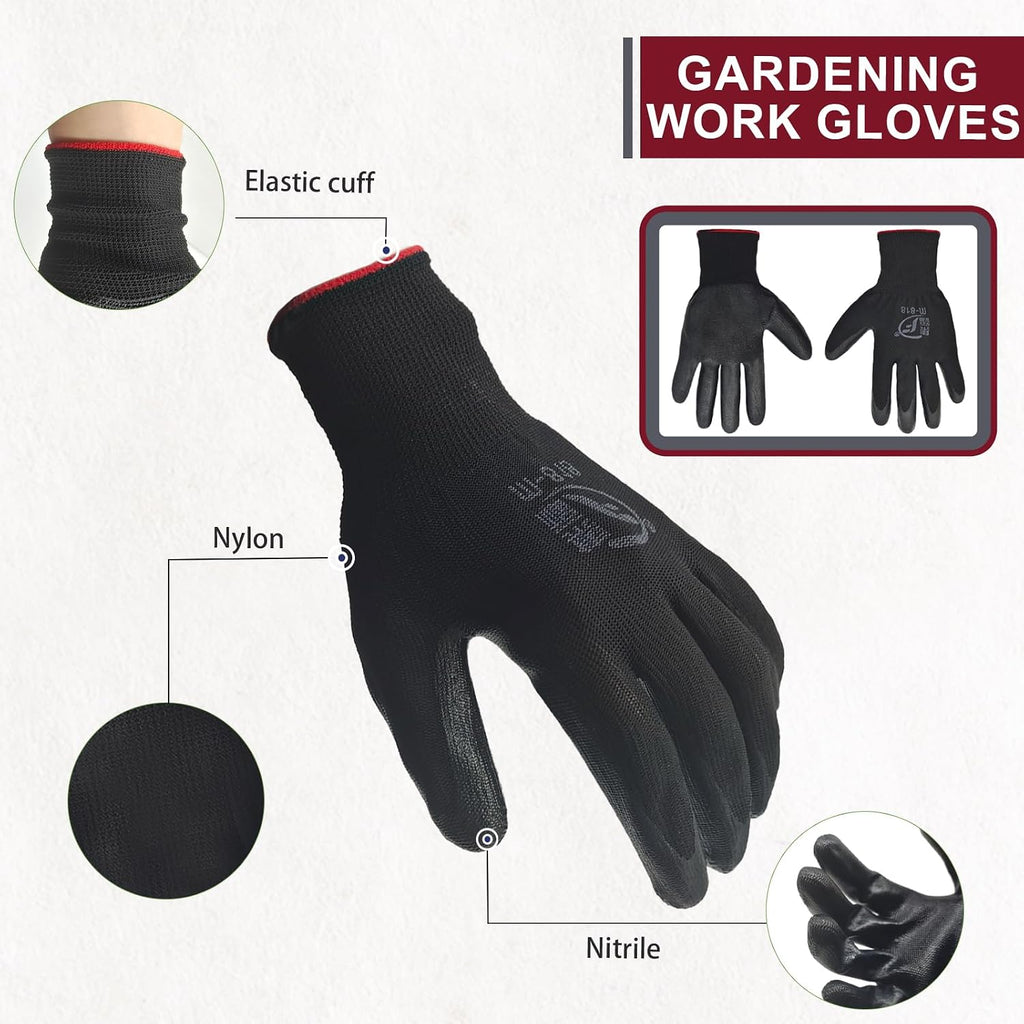 WHEATHUSK 120 Pairs Gardening Work Gloves Bulk for Men Women, Breathable Nitrile Rubber Coated Garden Gloves Dipped