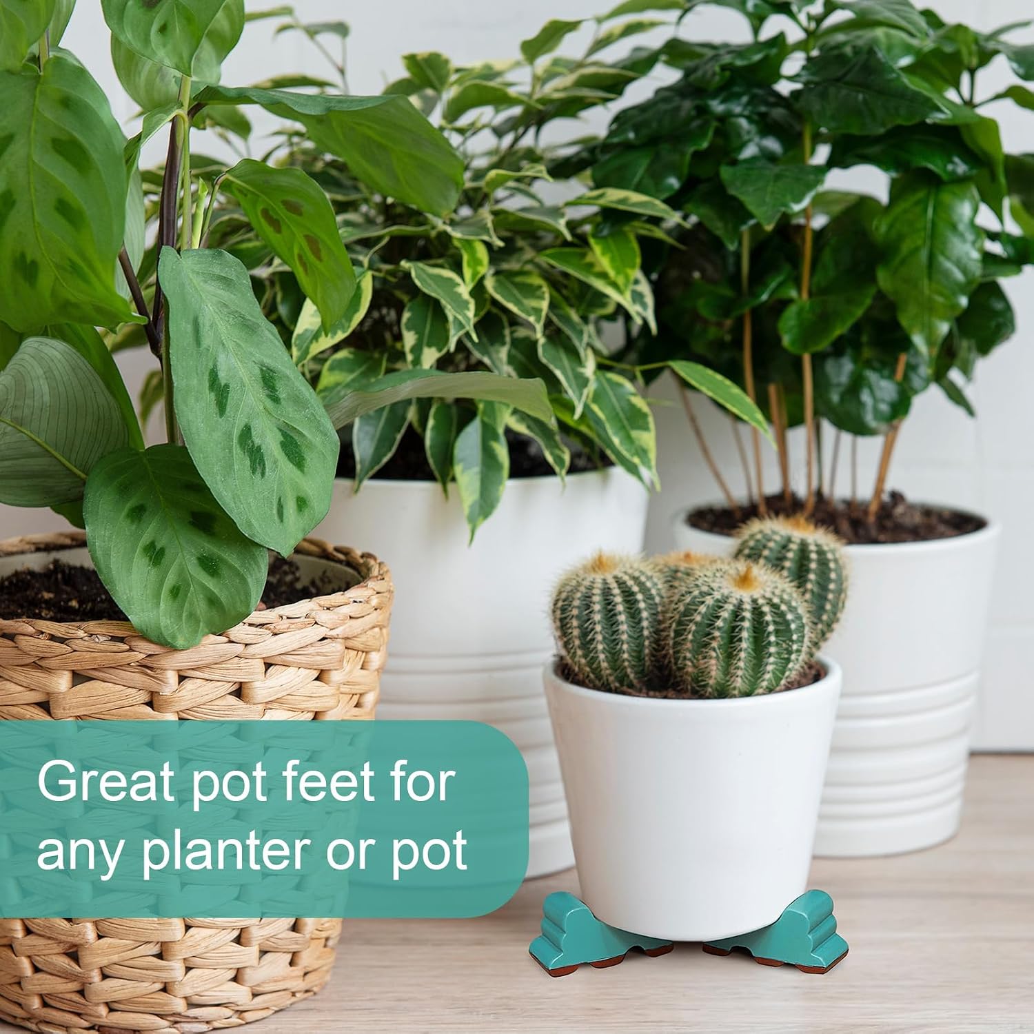 Kigeli 12 Pcs Resin Pot Feet for Outdoor Planters 3 Inch Long 1.5 Inch Tall Flower Handmade Elevator Plant Feet Frost