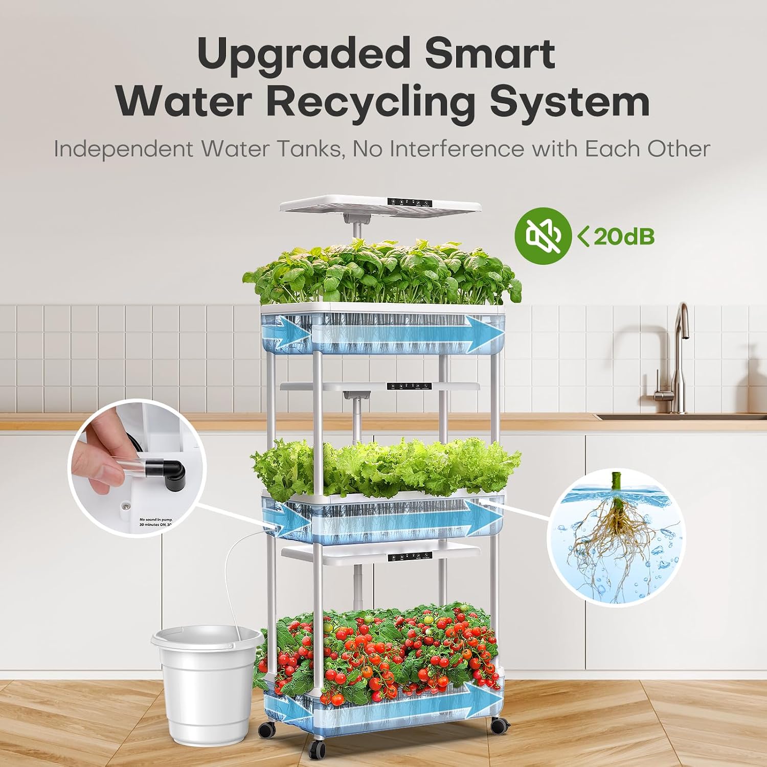 Indoor Garden Hydroponics Growing System Kit: 66 Pods Plant Herb Garden Germination Kit with LED Grow Light, 30L Large