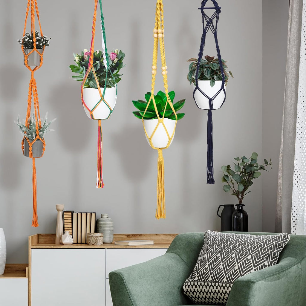 12 Pcs Macrame Plant Hangers Macrame Hanging Planters for Indoor Plants Handmade Boho Hanging Baskets Flower Pots