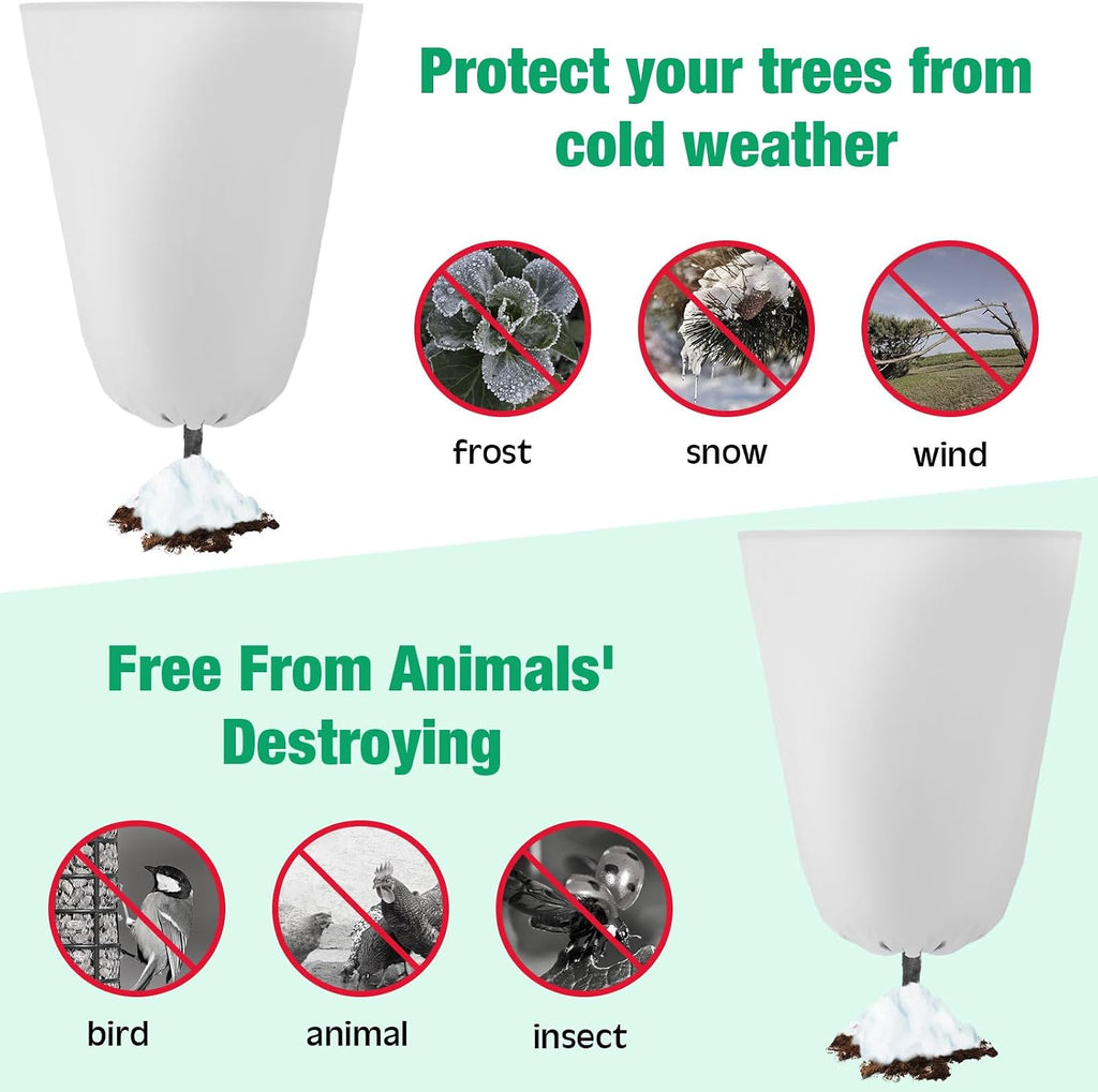 4 Pcs Plant Covers Freeze Protection 35.4" x 59" Winter Frost Blankets for Outdoor Plants with Zipper Drawstring Frost