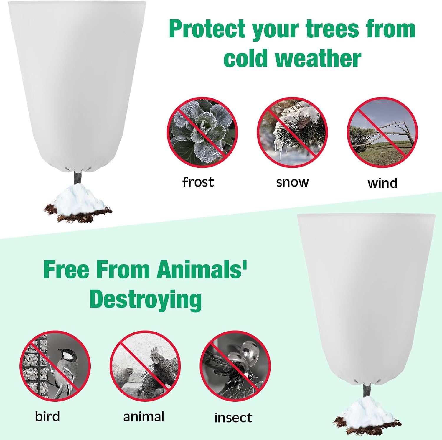 4 Pcs Plant Covers Freeze Protection 35.4" x 59" Winter Frost Blankets for Outdoor Plants with Zipper Drawstring Frost