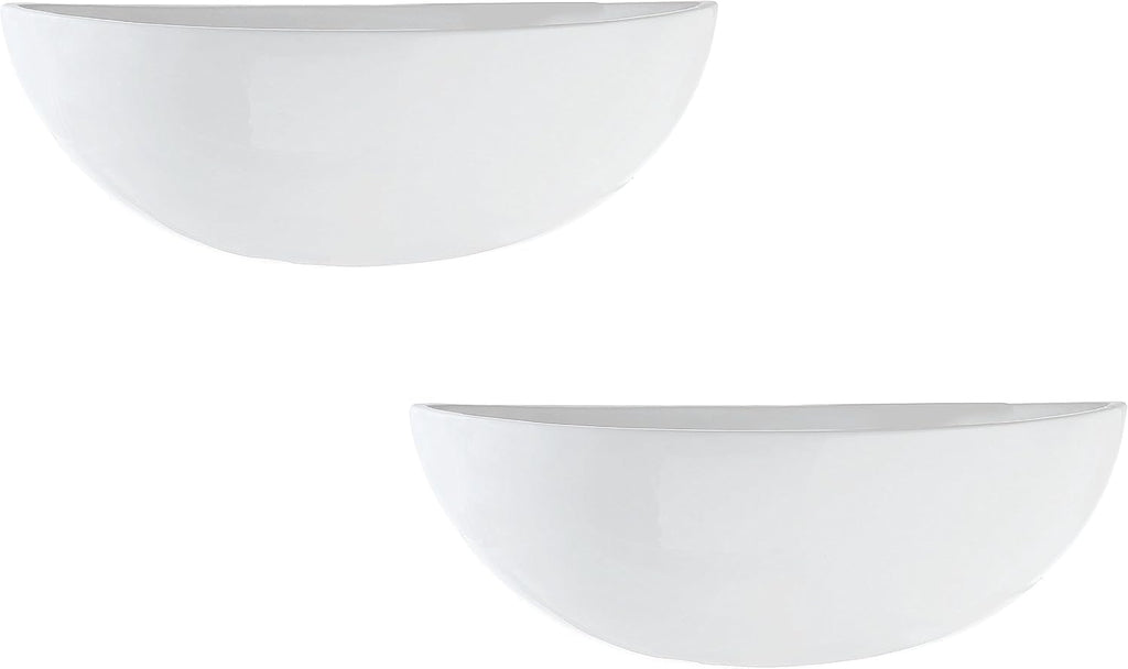 MyGift White Ceramic Wall Planters Half Bowl Hanging Vase Set of 2 | Half Bowl Shape, Space Saving Display, Easy Wall