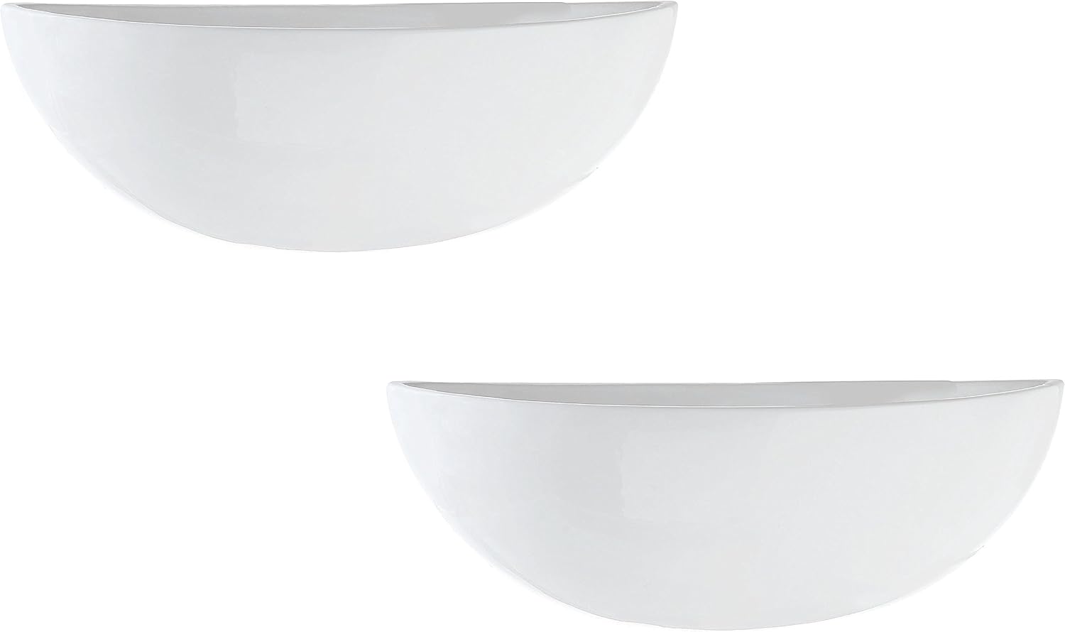 MyGift White Ceramic Wall Planters Half Bowl Hanging Vase Set of 2 | Half Bowl Shape, Space Saving Display, Easy Wall