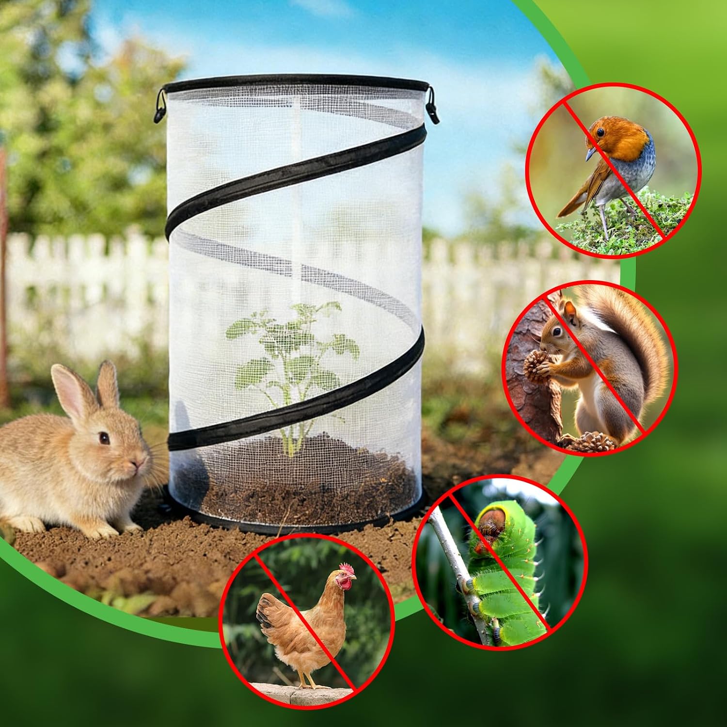 Hoypeyfiy 4 Pcs Pop Up Insect & Bird Barrier Plant Cover Net, 24"x12" Round Foldable Mesh Protector, Garden Cage Guard