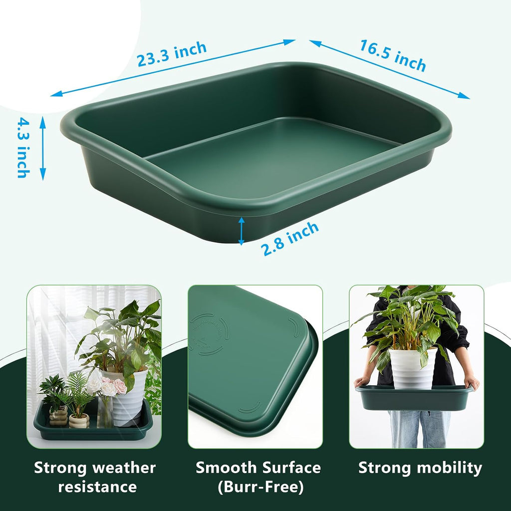 Vesici 3 Pcs Garden Tidy Trays Potting Tray for Seeding Growing, Green | Soil Mixing, Repotting Mat, Large Plant Trays