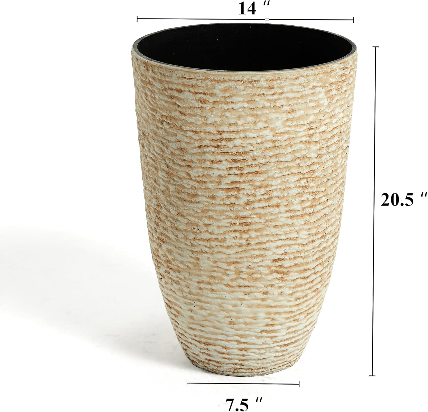 Worth 9 Gallon Tall Round Planters Set of 2-14" Dia x 21" H Stone Finish Flower Pots Indoor Decorative Container Garden
