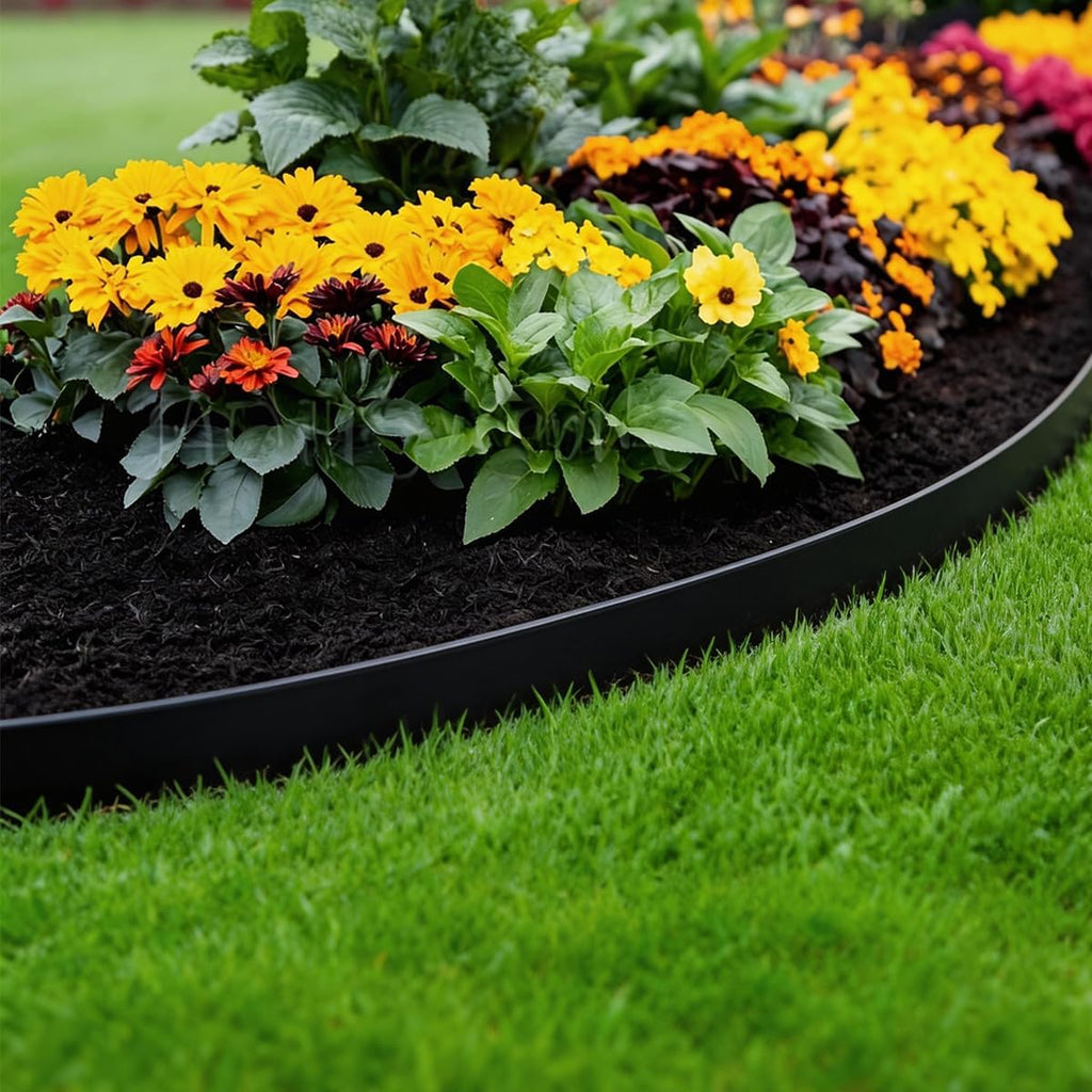 Landscape Edging Border 120FT, 4IN Tall Plastic Garden Edging | Lawn Edging Kit with 180pcs Spikes, Tool-Free Flexible