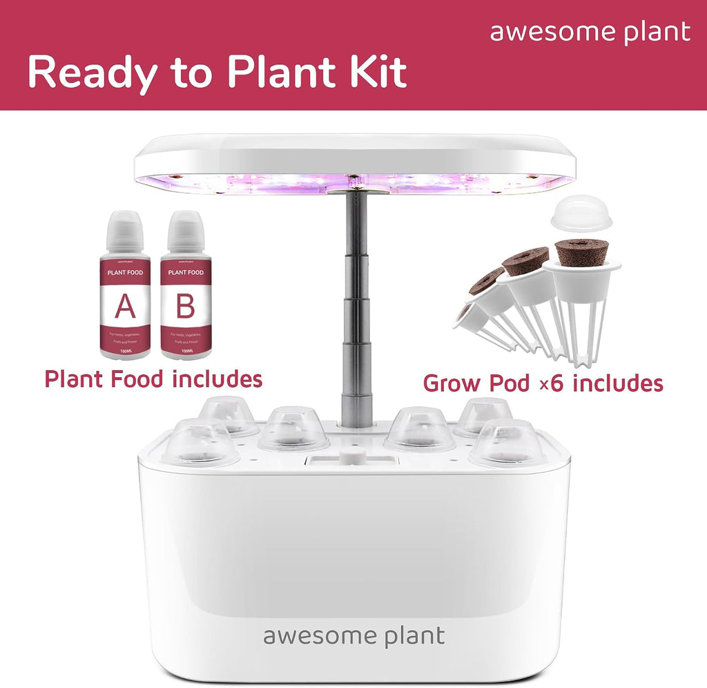 6Pro Hydroponics Growing System Kit (6 Pods), Indoor Garden Kit with 3L Watertank, 3 Grow Modes and Quiet Pump, Grow