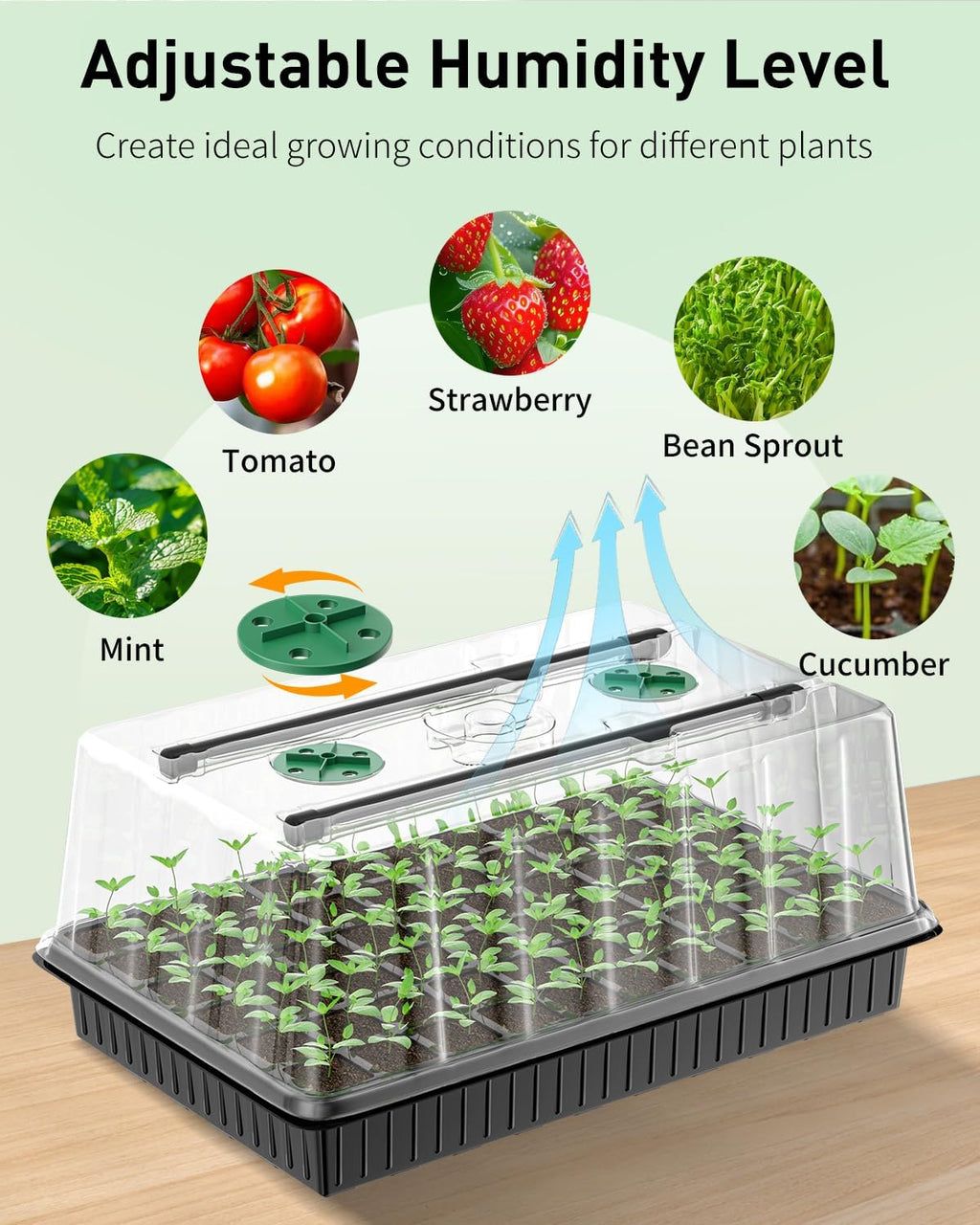 Pawfly 2 Pack Seed Starter Kit, 120 Cells, Seed Starter Trays | Adjustable Grow Light Bars & 4" Humidity Domes, Indoor