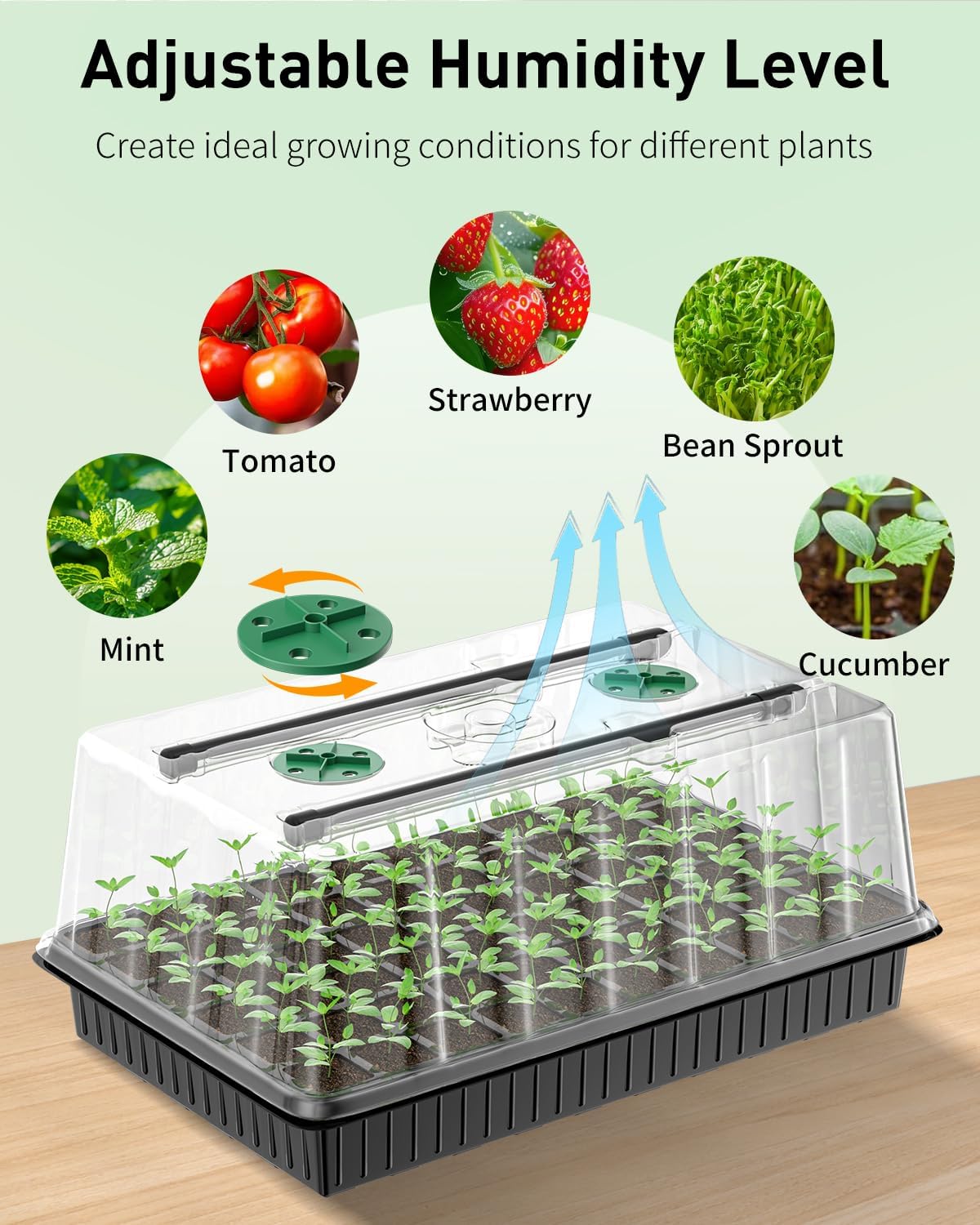 Pawfly 2 Pack Seed Starter Kit, 120 Cells, Seed Starter Trays | Adjustable Grow Light Bars & 4" Humidity Domes, Indoor