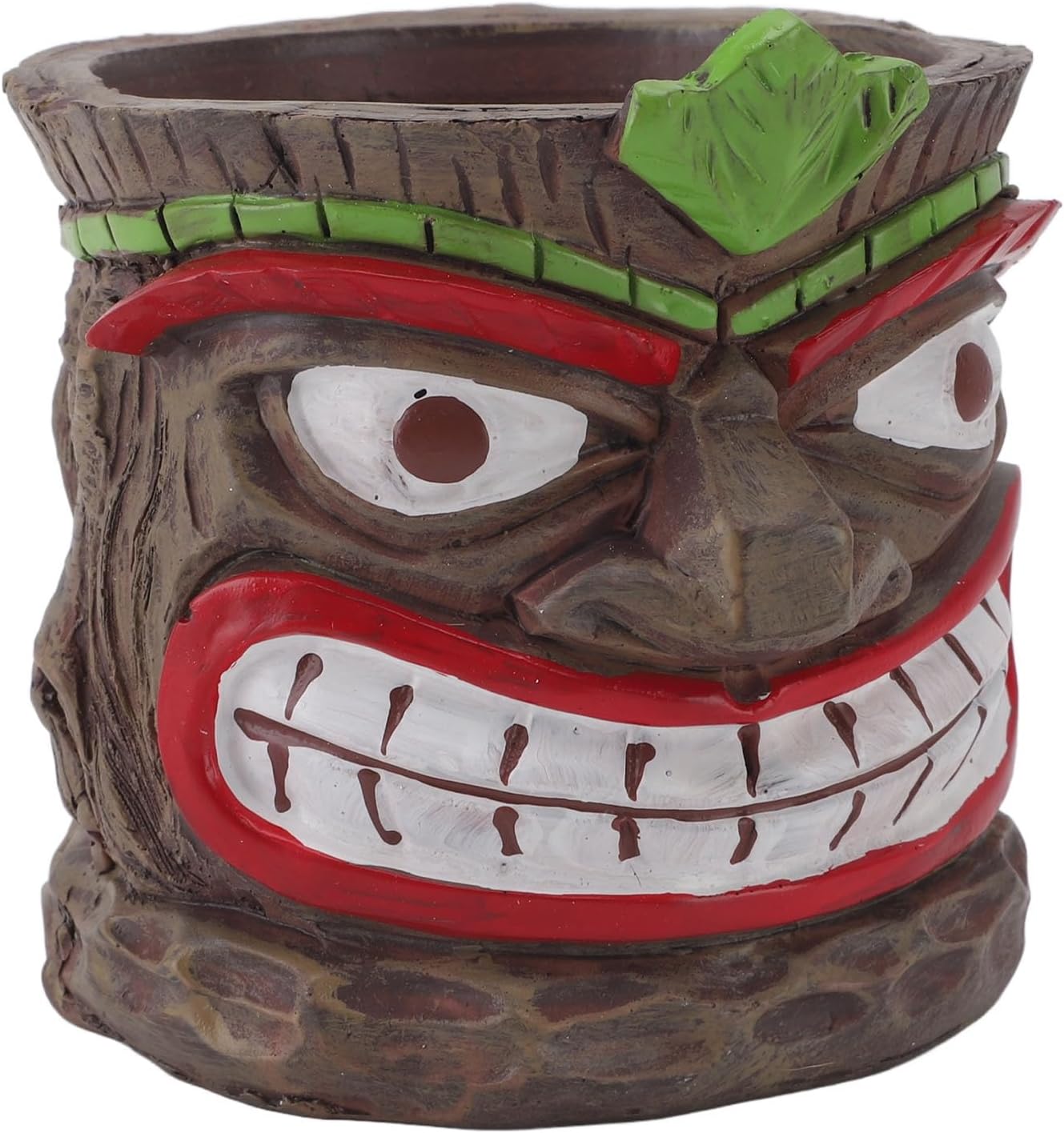 Funny Tiki Head Indoor Small Planter Pot, Totem Sculpture Planter Pot, Novelty Face Flowerpot with Hole, Resin UV Proof