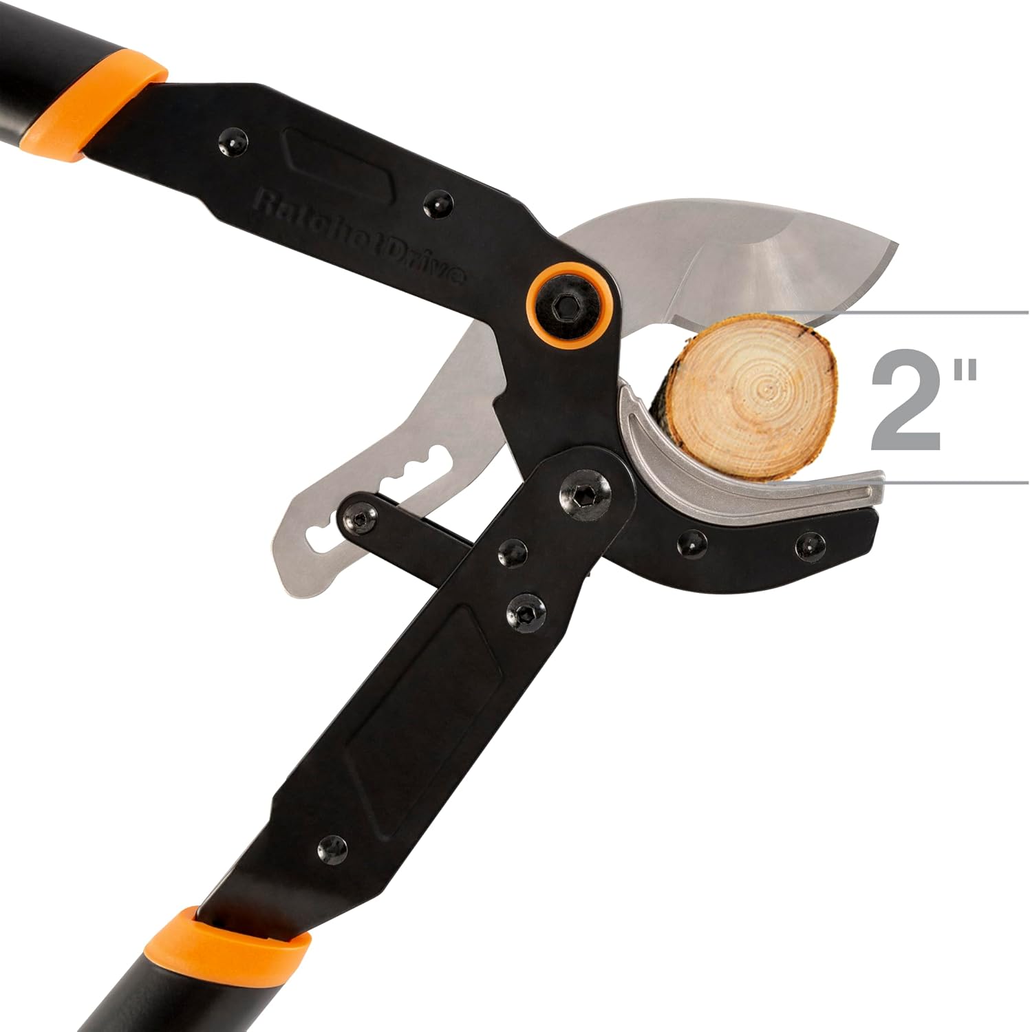 Fiskars 32" Ratchet Drive Garden Anvil Loppers, 2" Cut Capacity | Heavy-Duty Tree Trimmer for Thick, Dry, Dead