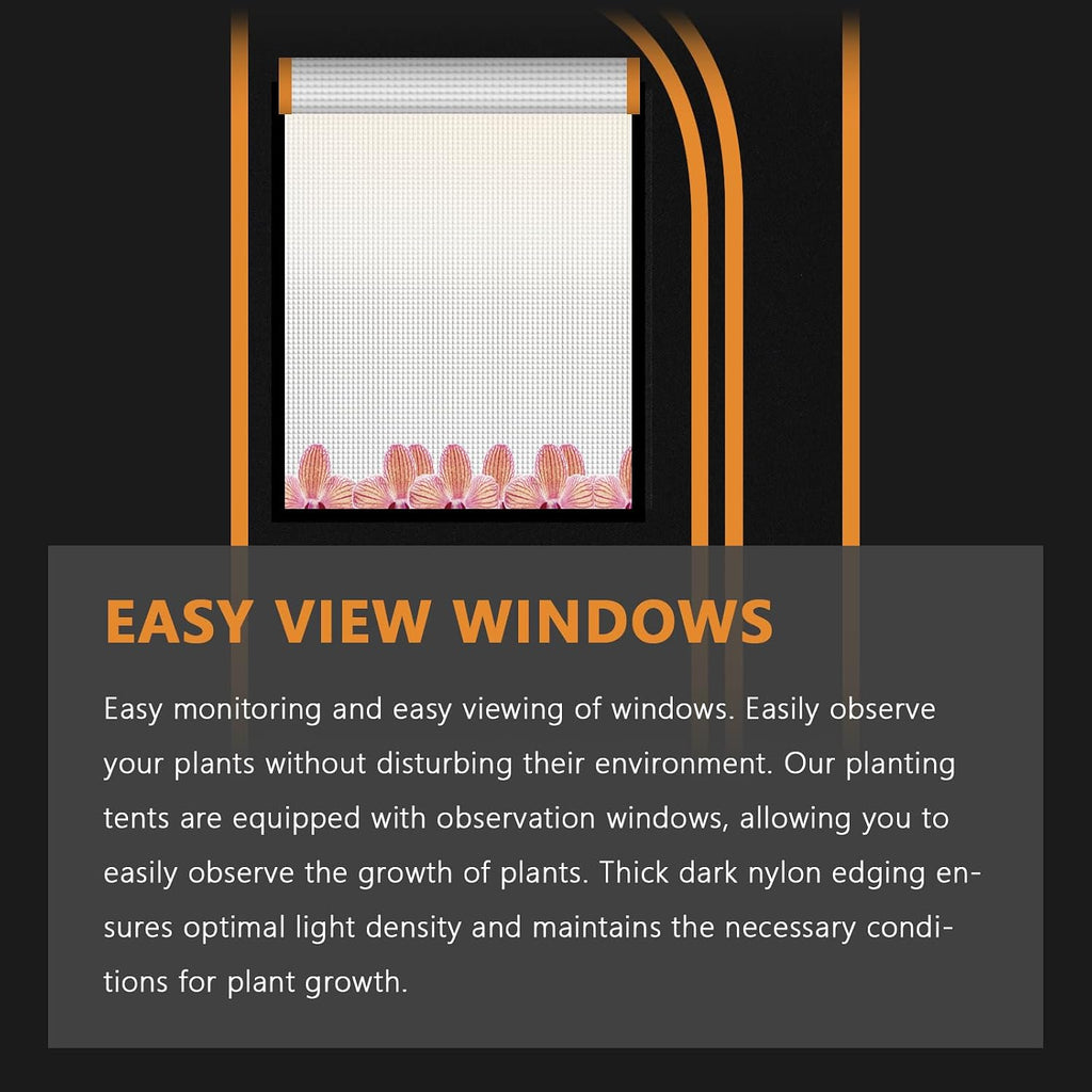 3x3 Grow Tent Kit (32"x32"x63") - Heavy-Duty 600D Diamond Mylar Lining, 98% Reflective, Viewing Window & Waterproof