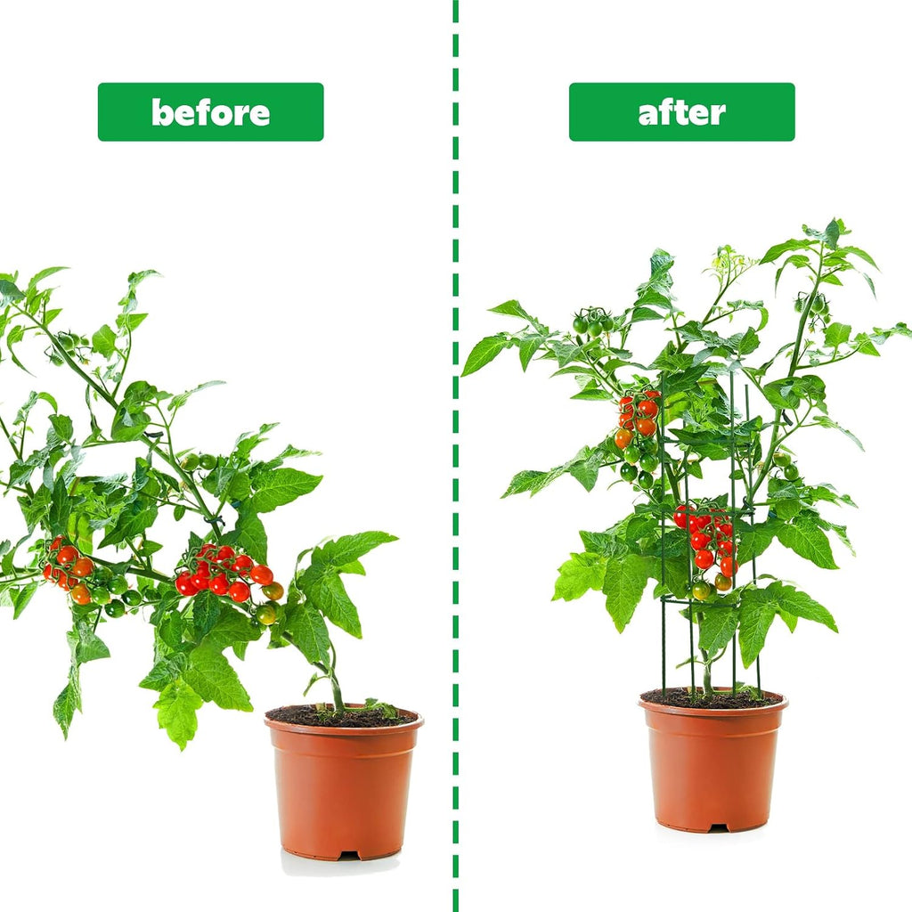 10 Packs Tomato Cages for Garden Support Up to 48" Tomato Plant Stakes Support with Adjustable Snap Arms Clips Plastic