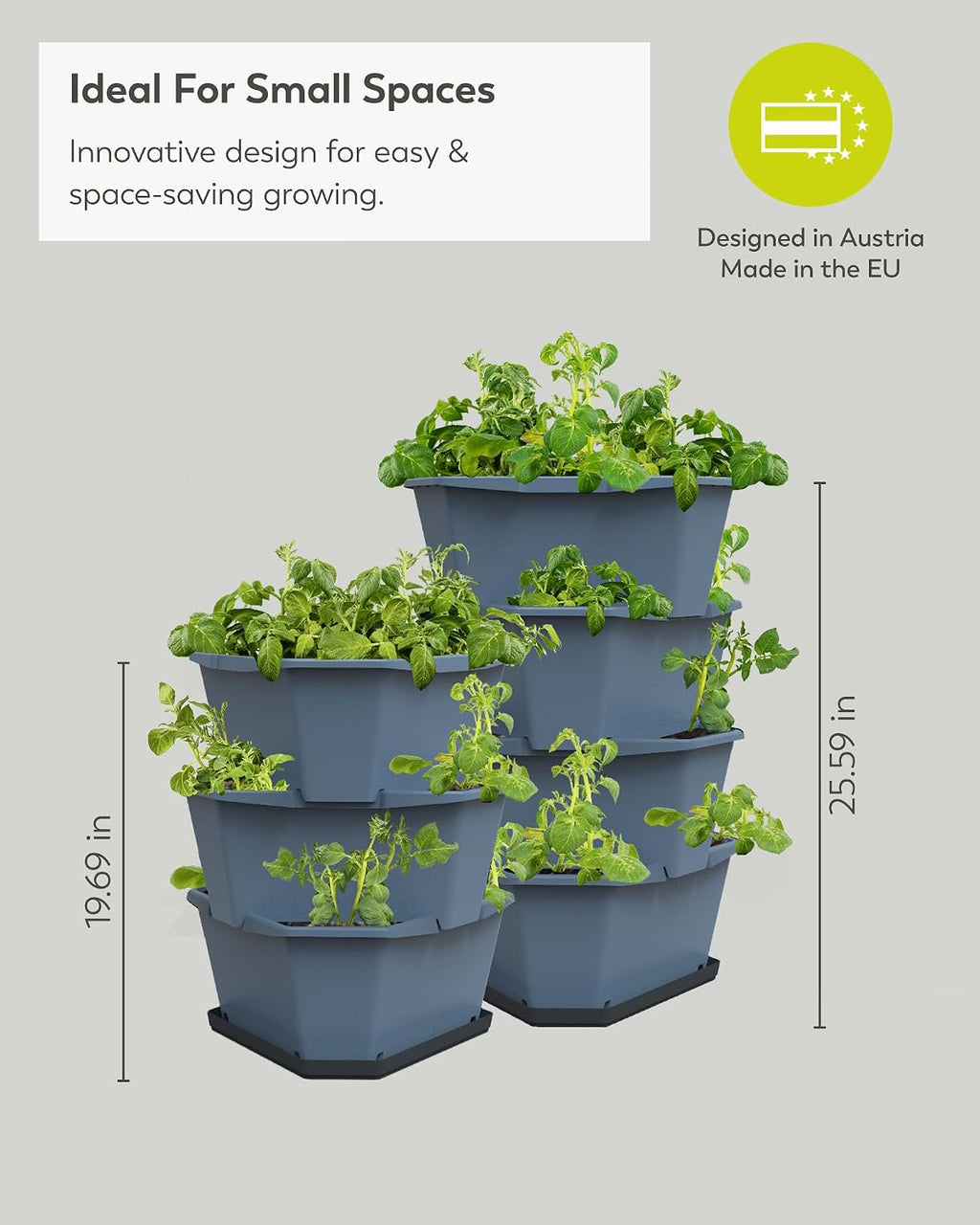BUZZY Seeds Starter Stackable Vertical Planter – 4-Level Raised Garden Tower for Potatoes, Strawberries, Vegetables &