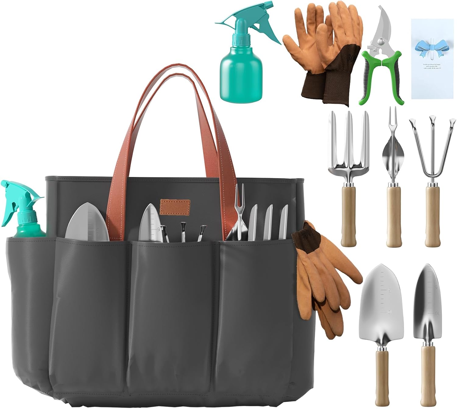 VerdantVibes 9-Piece Garden Tool Set - Heavy Duty Gardening Hand Tools with Ergonomic Non-Slip Grips, Rust-Resistant