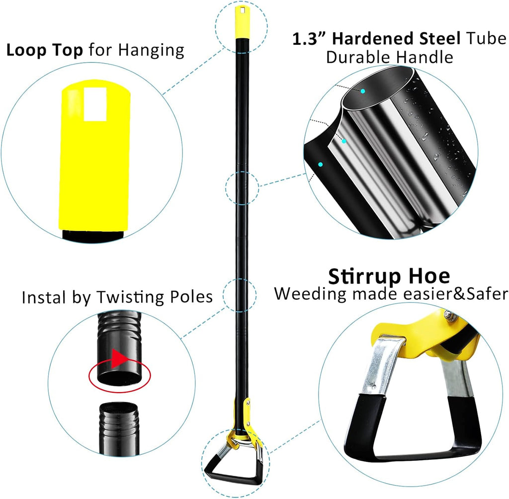 DonSail Hoe Garden Tool - Scuffle Garden Hoes for Weeding Gardening Long Handle Heavy Duty - Adjustable Weeding Loop